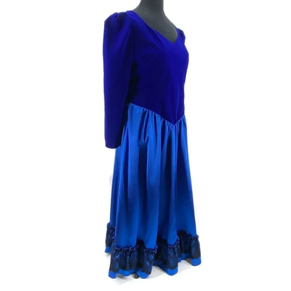 Von Lancelot Medieval Dress Satin Crushed Velvet Renaissance Cosplay Costume 18 - Picture 7 of 13